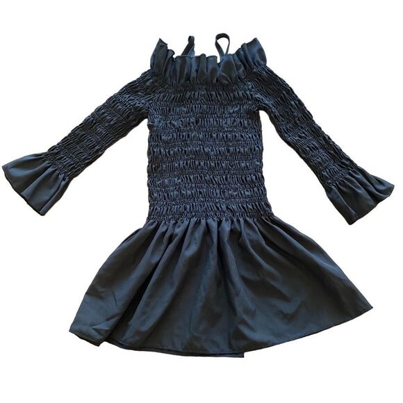 Shein Black Shirred Dress Or Tunic Size 5 - Picture 1 of 10
